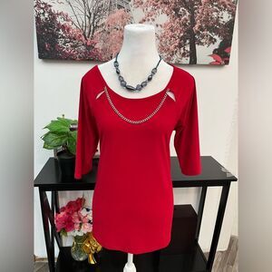 Love Scarlett Women’s Top Blouse Size L Round Neck With Details 3/4 Sleeve